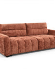Canapé convertible avec coffre 3 places en velours chiné terracotta RALYA