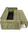 Canapé convertible avec coffre 3 places en velours chiné vert olive RALYA