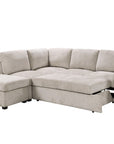 Canapé convertible avec coffre en velours chiné beige BARNEY - Angle gauche