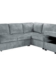 Canapé convertible avec coffre en velours chiné gris BARNEY - Angle droit