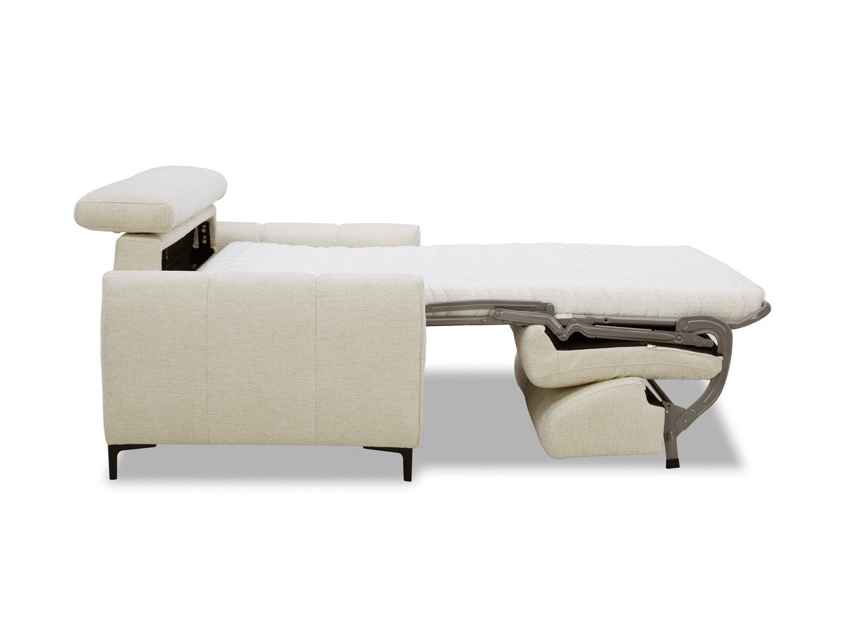 Canapé convertible express 3 places en velours texturé beige CALEB