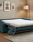 Canapé convertible express 3 places en velours texturé bleu KALIANA