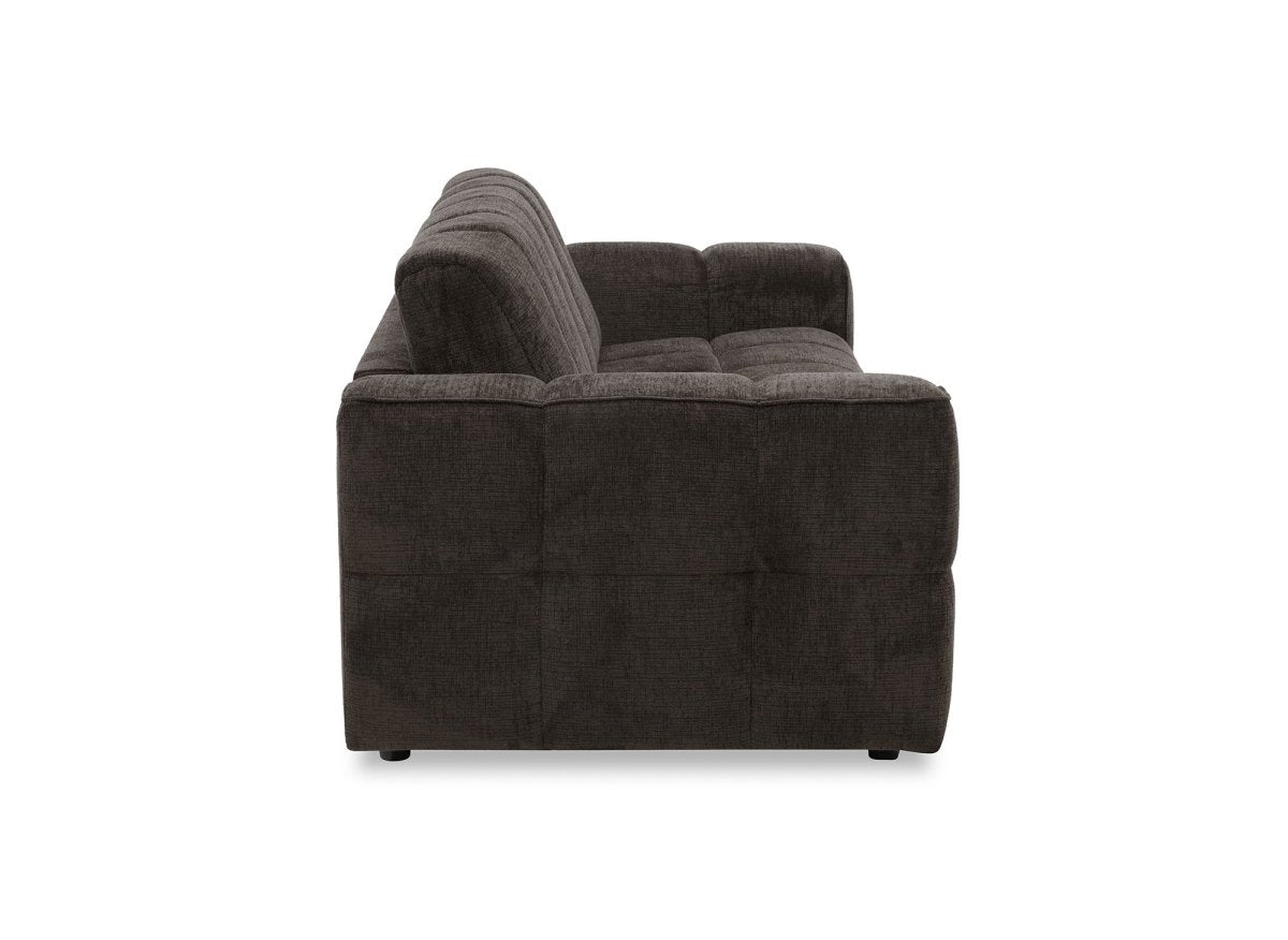 Canapé convertible express 3 places en velours texturé marron BASILE