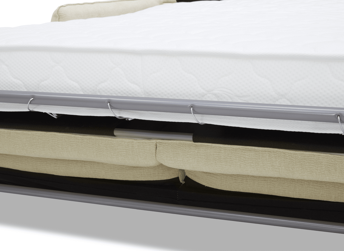 Canapé convertible express 3 places matelas 15 cm en tissu texturé beige ADILIO
