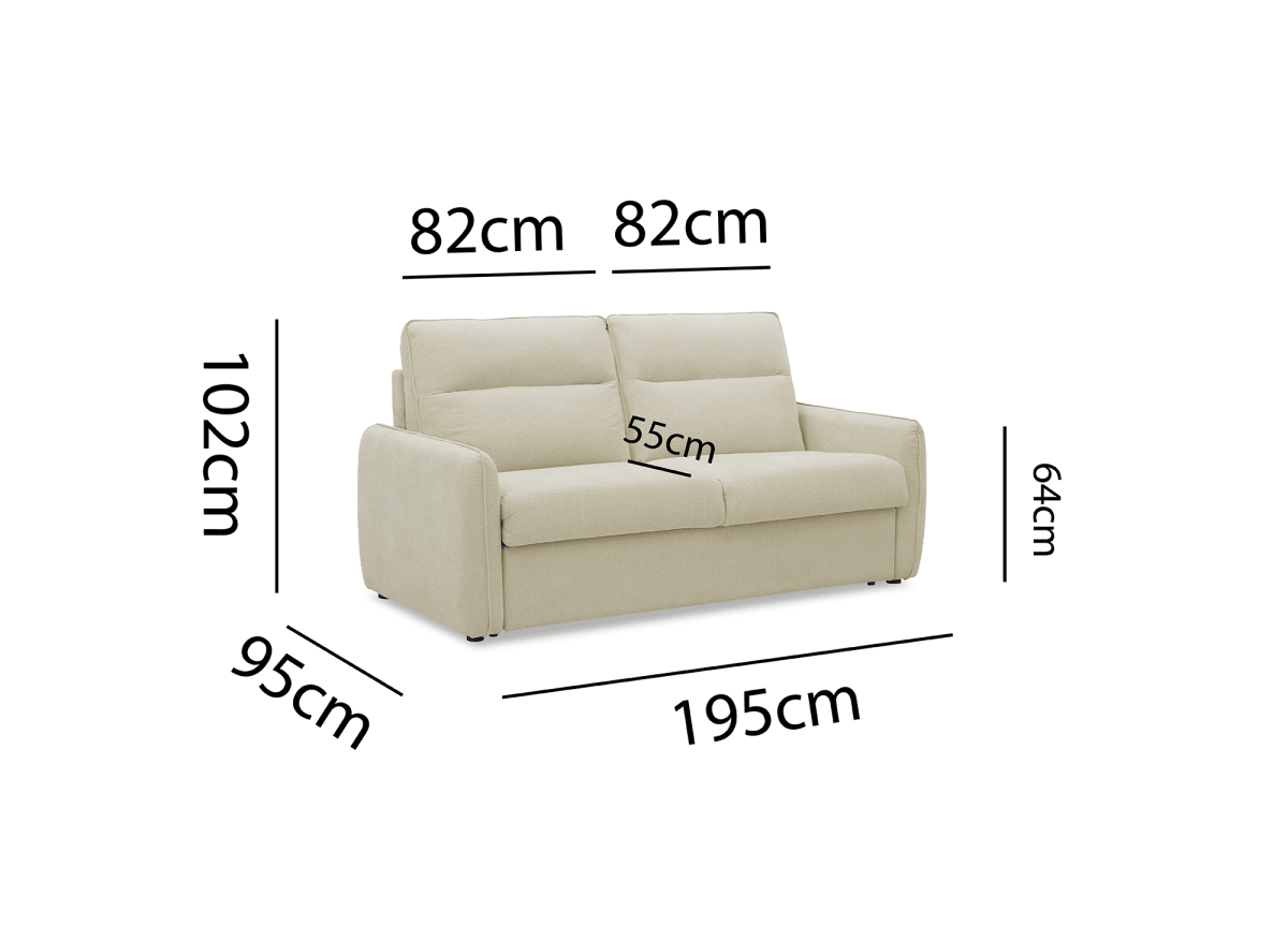 Canapé convertible express 3 places matelas 15 cm en tissu texturé beige ADILIO