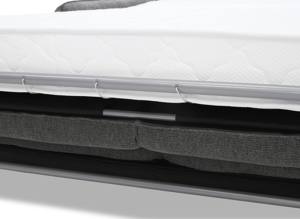Canapé convertible express 3 places matelas 15 cm en tissu texturé gris ADILIO