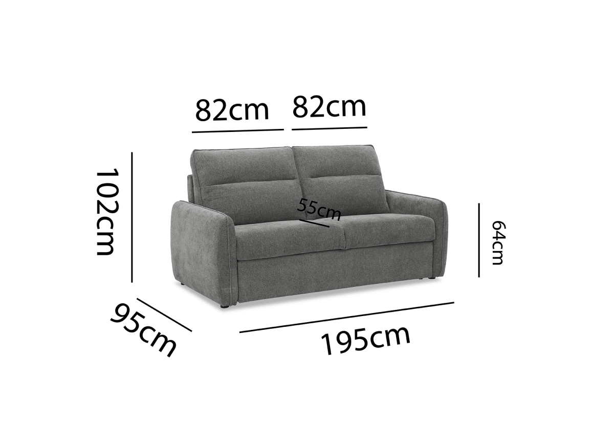 Canapé convertible express 3 places matelas 15 cm en tissu texturé gris ADILIO