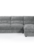 Canapé d'angle convertible avec coffre de rangement en velours chiné gris SAMINA - Angle droit