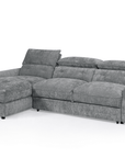 Canapé d'angle convertible avec coffre de rangement en velours chiné gris SAMINA - Angle gauche