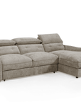 Canapé d'angle convertible avec coffre de rangement en velours chiné taupe SAMINA - Angle droit