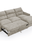 Canapé d'angle convertible avec coffre de rangement en velours chiné taupe SAMINA - Angle droit