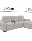 Canapé d'angle convertible avec coffre en velours chiné beige MAHLONE - Angle droit