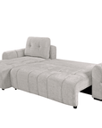 Canapé d'angle convertible avec coffre en velours chiné beige MAHLONE - Angle gauche