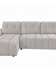 Canapé d'angle convertible avec coffre en velours chiné beige MAHLONE - Angle gauche