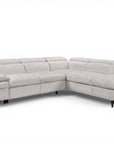 Canapé d'angle convertible avec coffre en velours chiné blanc écru LUFY - Angle droit