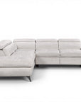 Canapé d'angle convertible avec coffre en velours chiné blanc écru LUFY - Angle gauche