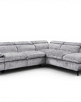 Canapé d'angle convertible avec coffre en velours chiné gris LUFY - Angle droit