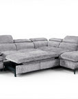Canapé d'angle convertible avec coffre en velours chiné gris LUFY - Angle droit