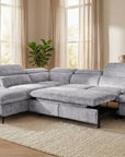Canapé d'angle convertible avec coffre en velours chiné gris LUFY - Angle gauche
