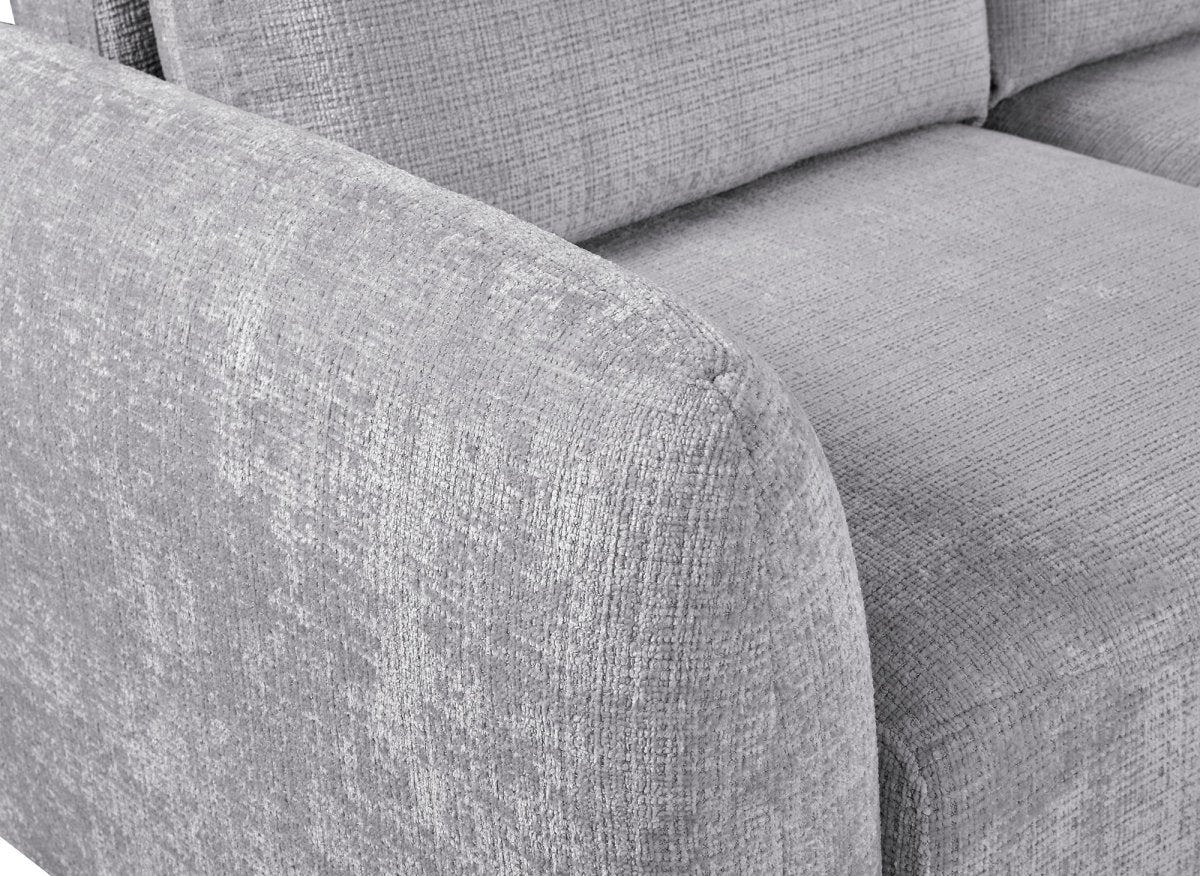 Canapé d'angle convertible avec coffre en velours chiné gris MARLA - Angle droit