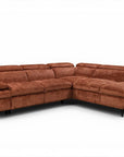 Canapé d'angle convertible avec coffre en velours chiné terracotta LUFY - Angle droit
