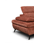 Canapé d'angle convertible avec coffre en velours chiné terracotta LUFY - Angle droit
