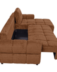 Canapé d'angle convertible avec coffre en velours chiné terracotta MAHLONE - Angle droit