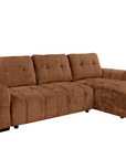 Canapé d'angle convertible avec coffre en velours chiné terracotta MAHLONE - Angle droit