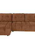 Canapé d'angle convertible avec coffre en velours chiné terracotta MAHLONE - Angle gauche