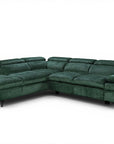 Canapé d'angle convertible avec coffre en velours chiné vert LUFY - Angle gauche