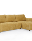 Canapé d'angle convertible et réversible en velours chiné jaune MYSA