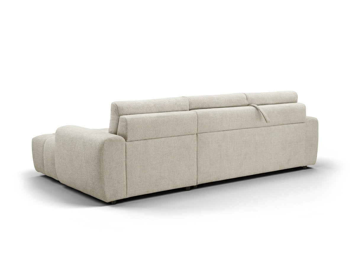 Canapé d'angle convertible ouverture express en tissu beige AGATHE - Angle droit