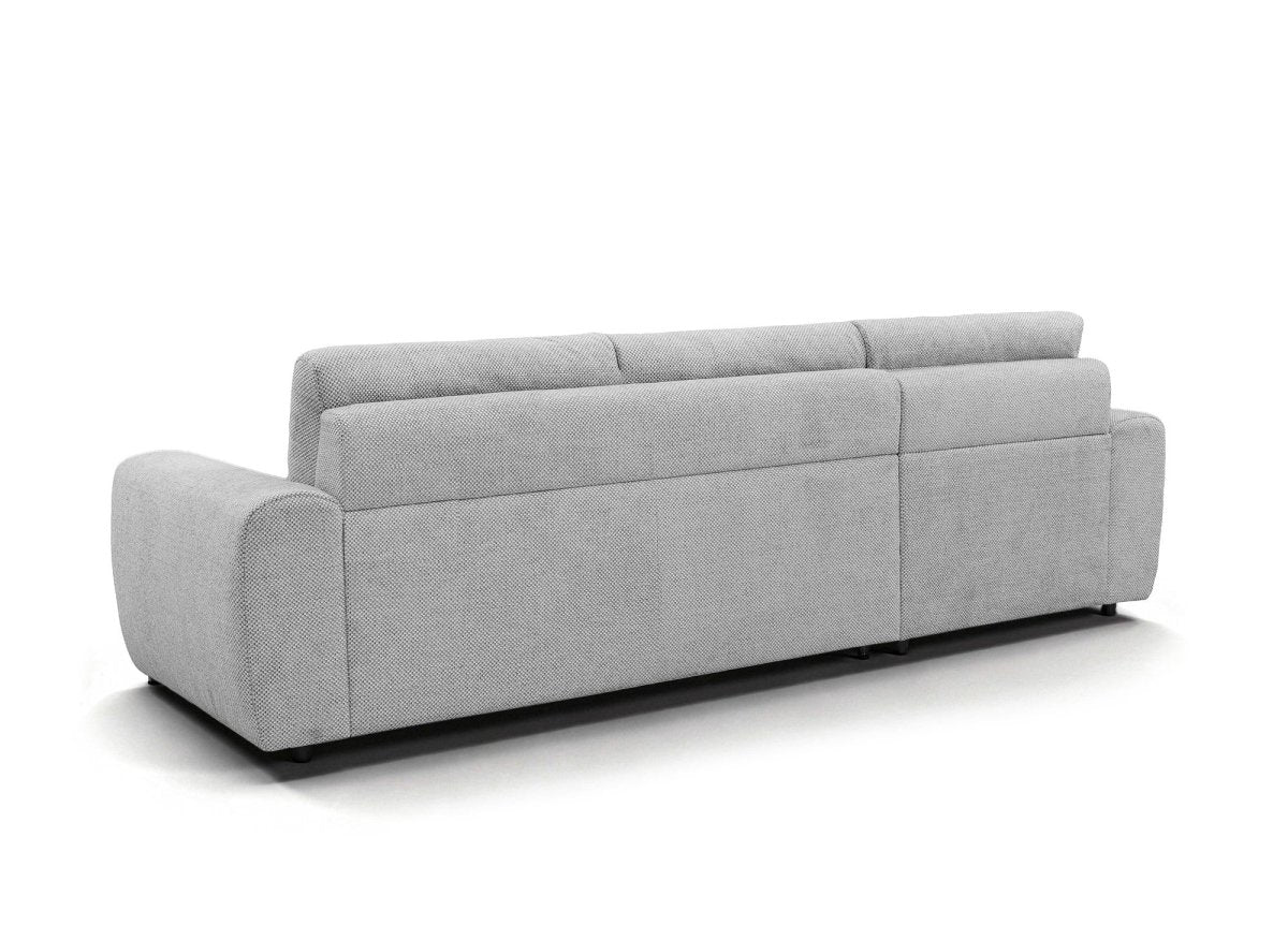 Canapé d'angle convertible ouverture express en tissu gris AGATHE - Angle gauche