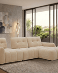 Canapé d'angle en velours tissé beige avec dossier réglable ADONIS - Angle droit