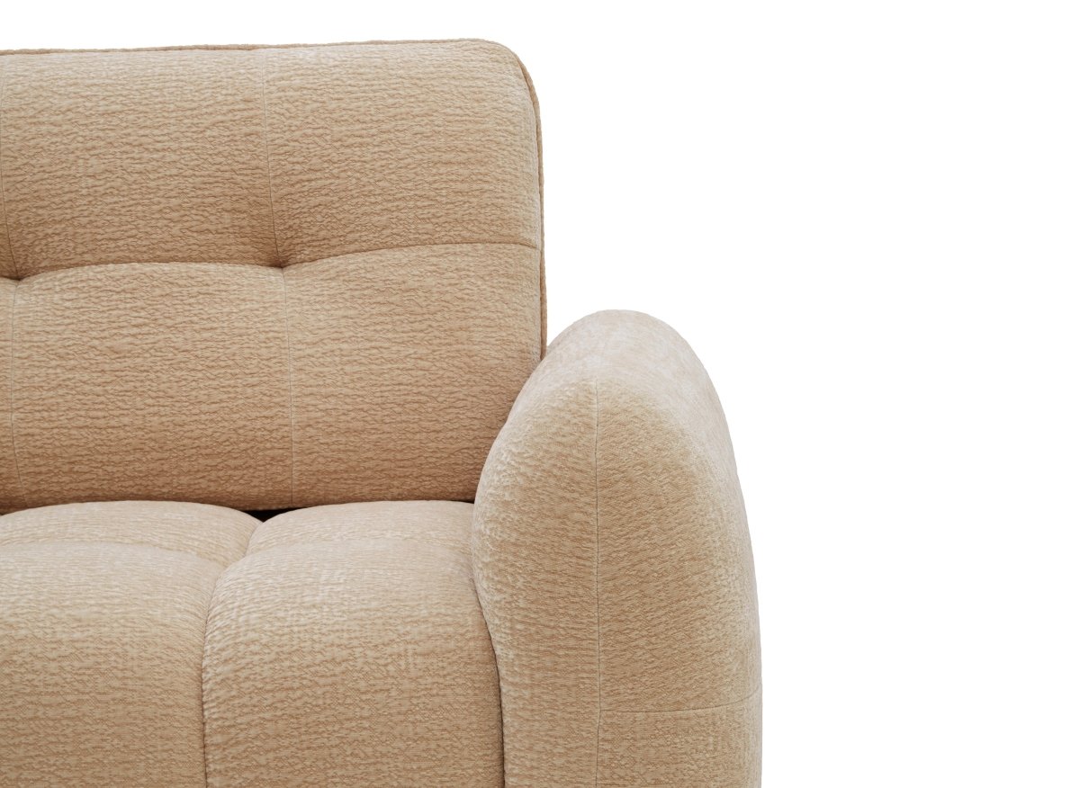 Canapé d'angle en velours tissé beige avec dossier réglable ADONIS - Angle gauche