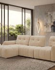 Canapé d'angle en velours tissé beige avec dossier réglable ADONIS - Angle gauche