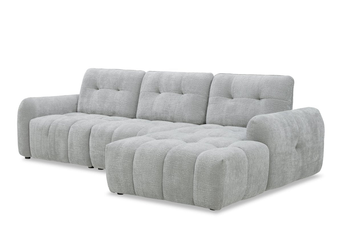 Canapé d'angle en velours tissé gris clair avec dossier réglable ADONIS - Angle droit