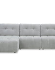 Canapé d'angle en velours tissé gris clair avec dossier réglable ADONIS - Angle gauche