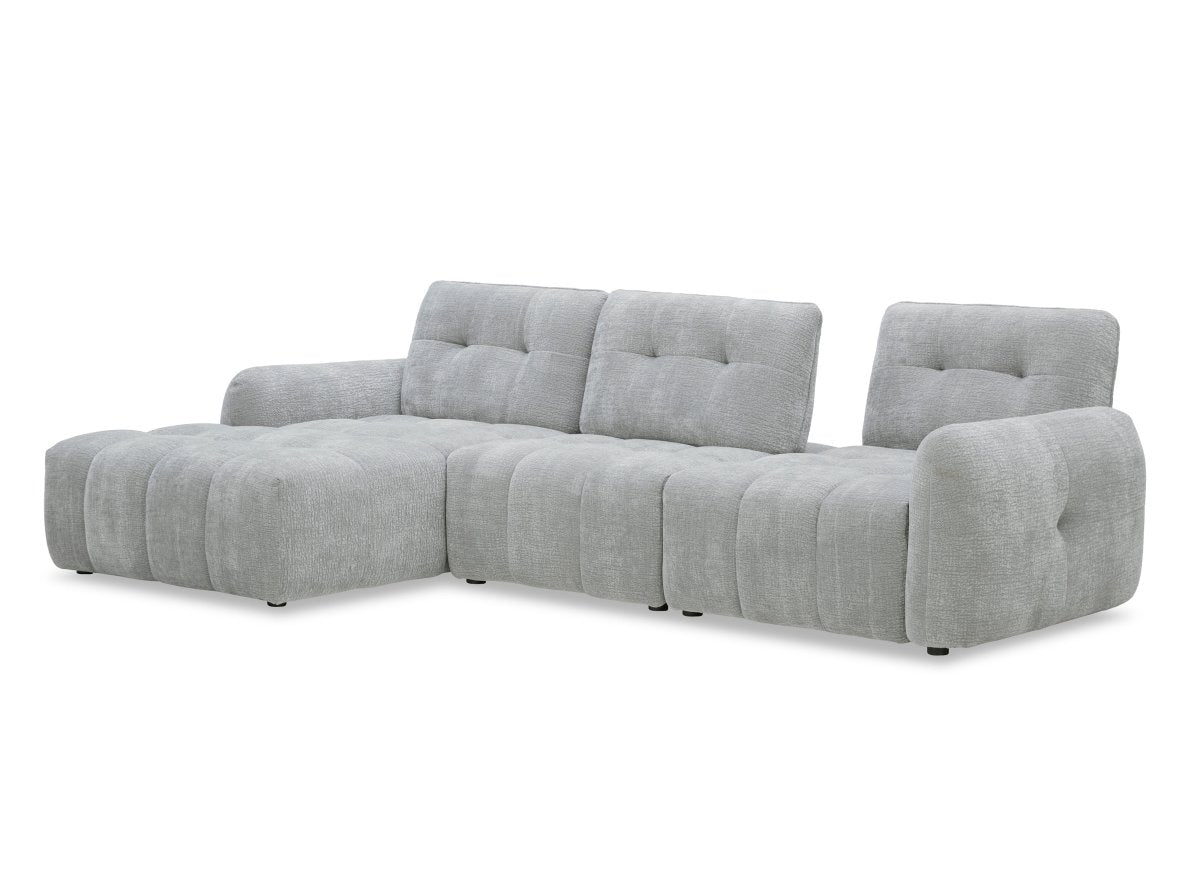 Canapé d'angle en velours tissé gris clair avec dossier réglable ADONIS - Angle gauche