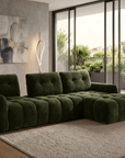 Canapé d'angle en velours tissé vert olive avec dossier réglable ADONIS - Angle droit