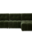 Canapé d'angle en velours tissé vert olive avec dossier réglable ADONIS - Angle droit