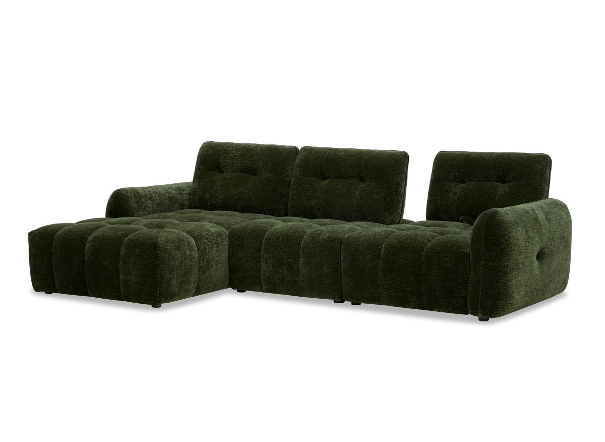 Canapé d'angle en velours tissé vert olive avec dossier réglable ADONIS - Angle gauche