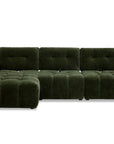 Canapé d'angle en velours tissé vert olive avec dossier réglable ADONIS - Angle gauche