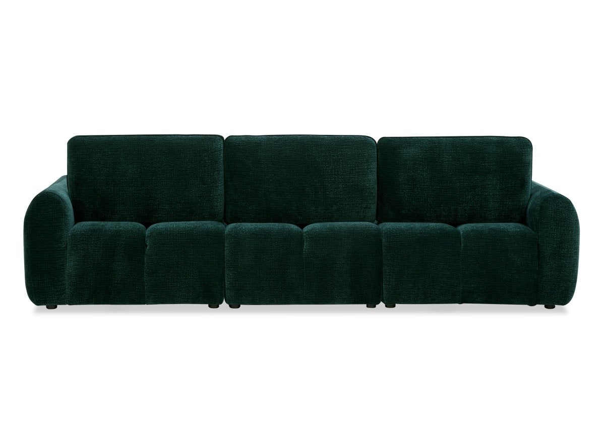 Canapé d'angle en velours tissé vert sapin avec dossier réglable ADONIS - Angle gauche