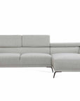 Canapé d'angle fixe avec méridienne en tissu gris clair KALISTA - Angle Droit