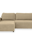 Canapé d'angle gauche convertible avec coffre en velours côtelé épais taupe BALI - Angle gauche