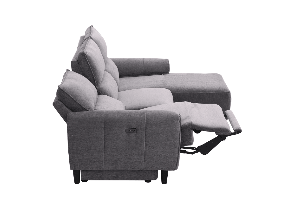 Canapé d’angle relax électrique en tissu gris foncé LUDMILA - Angle droit