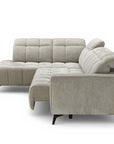 Canapé d'angle relax électrique en velours chiné beige ALVAR - Angle gauche