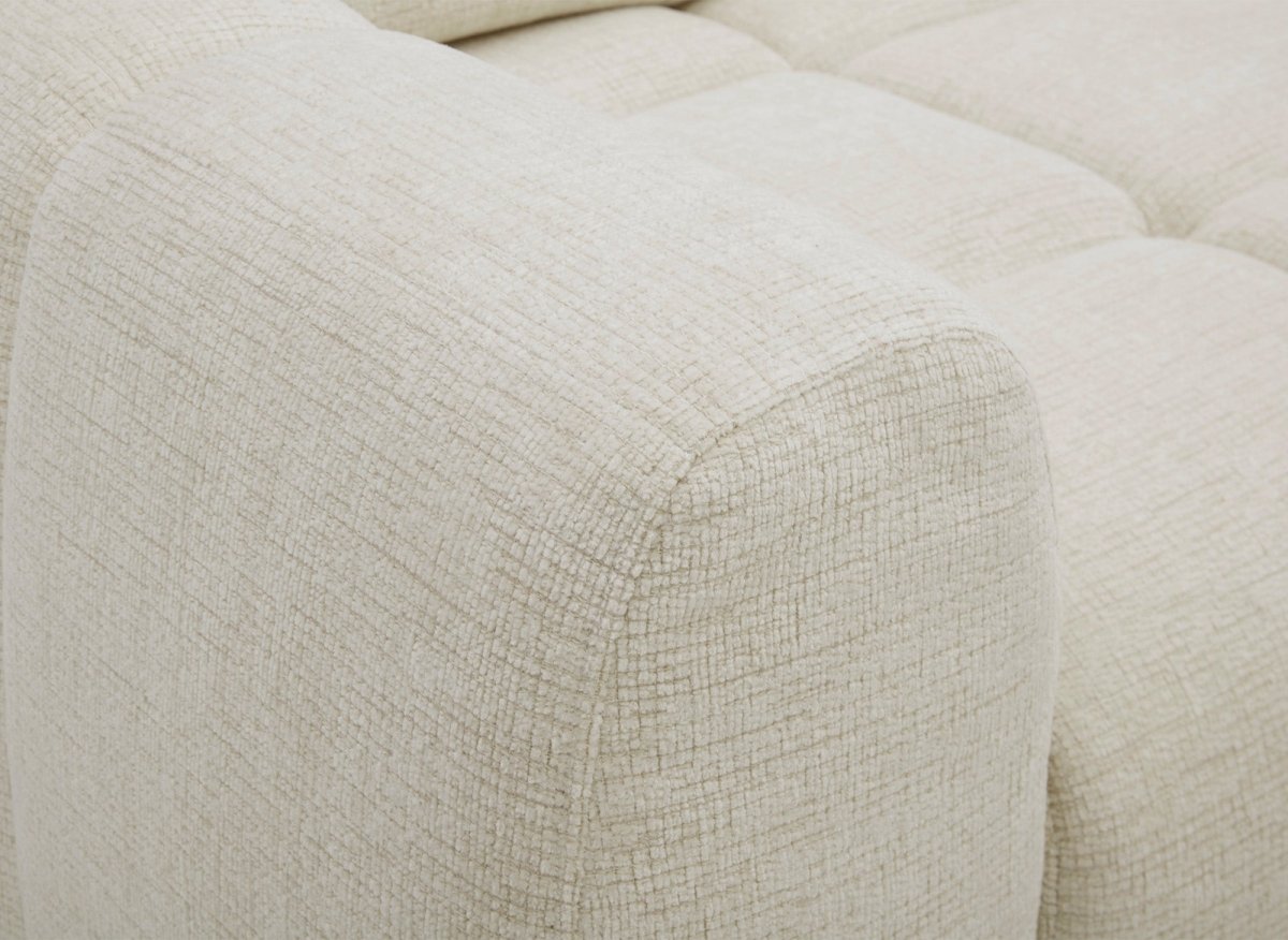 Canapé d'angle relax électrique en velours chiné beige DANIA -Angle droit