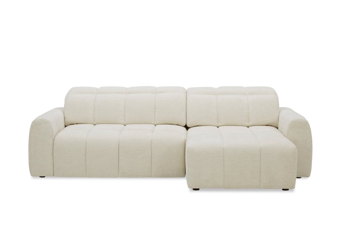 Canapé d'angle relax électrique en velours chiné beige DANIA -Angle droit